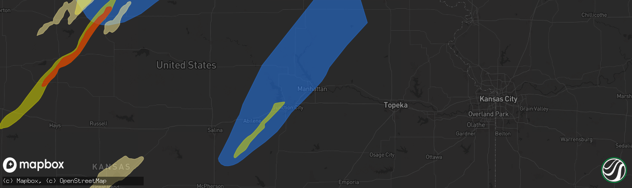 Hail map in Manhattan, KS on May 6, 2024