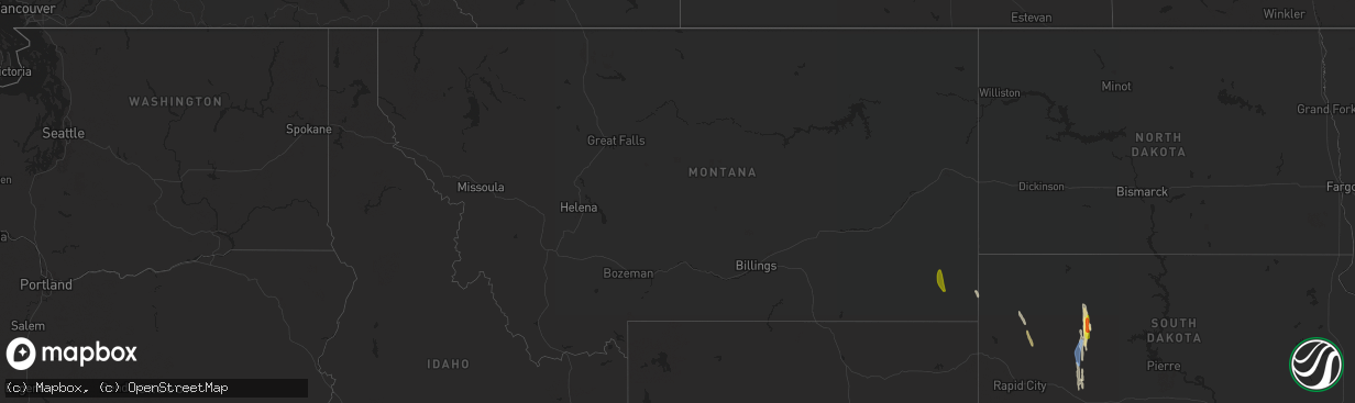 Hail map in Montana on May 6, 2024