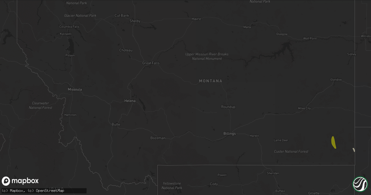 Hail map in Montana on May 6, 2024