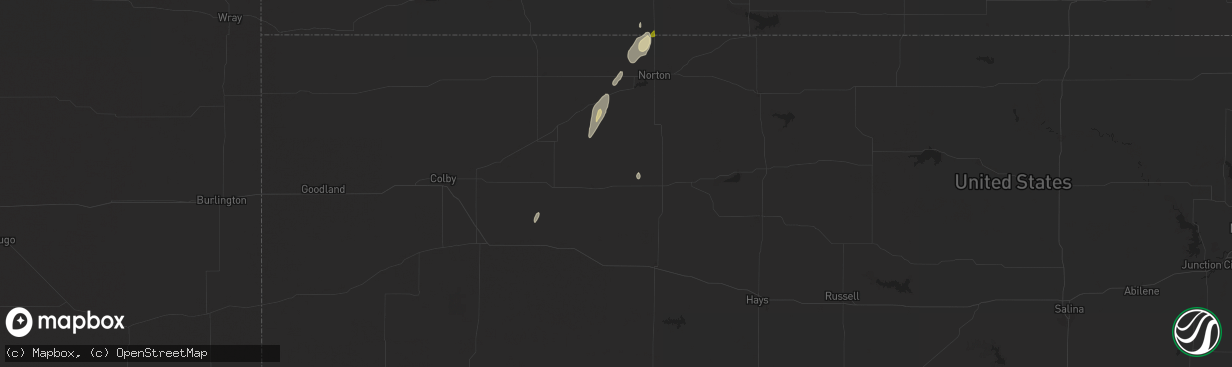 Hail map in Morland, KS on May 6, 2024