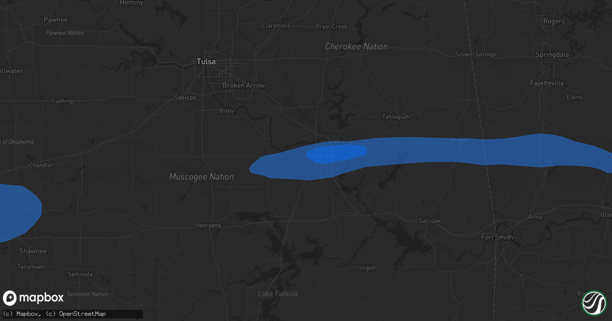 Hail map in Muskogee, OK on May 6, 2024