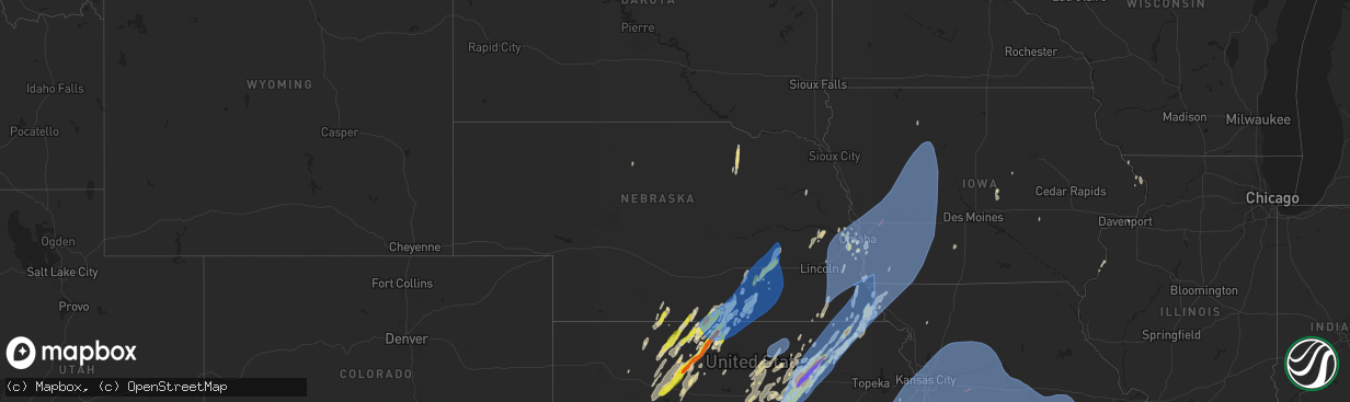Hail map in Nebraska on May 6, 2024