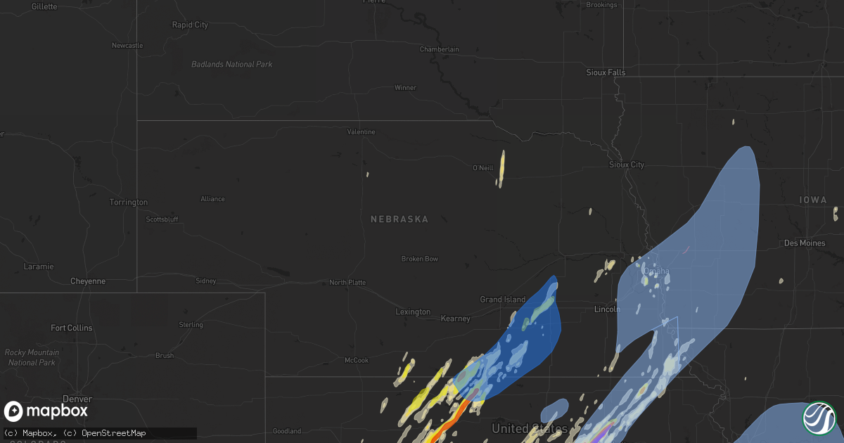 Hail map in Nebraska on May 6, 2024