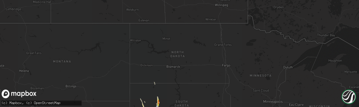 Hail map in North Dakota on May 6, 2024