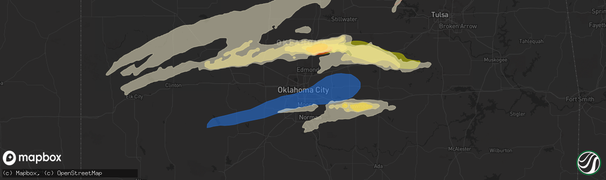 Hail map in Oklahoma City, OK on May 6, 2024