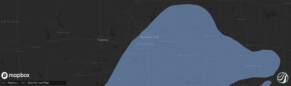 Hail map in Overland Park, KS on May 6, 2024