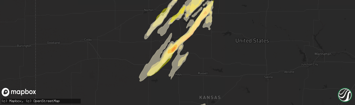 Hail map in Plainville, KS on May 6, 2024