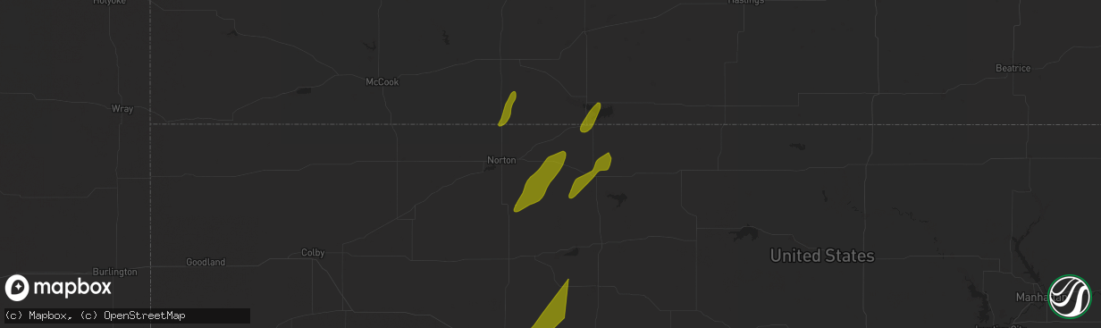 Hail map in Prairie View, KS on May 6, 2024