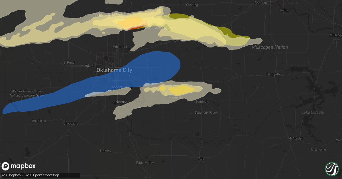 Hail map in Shawnee, OK on May 6, 2024