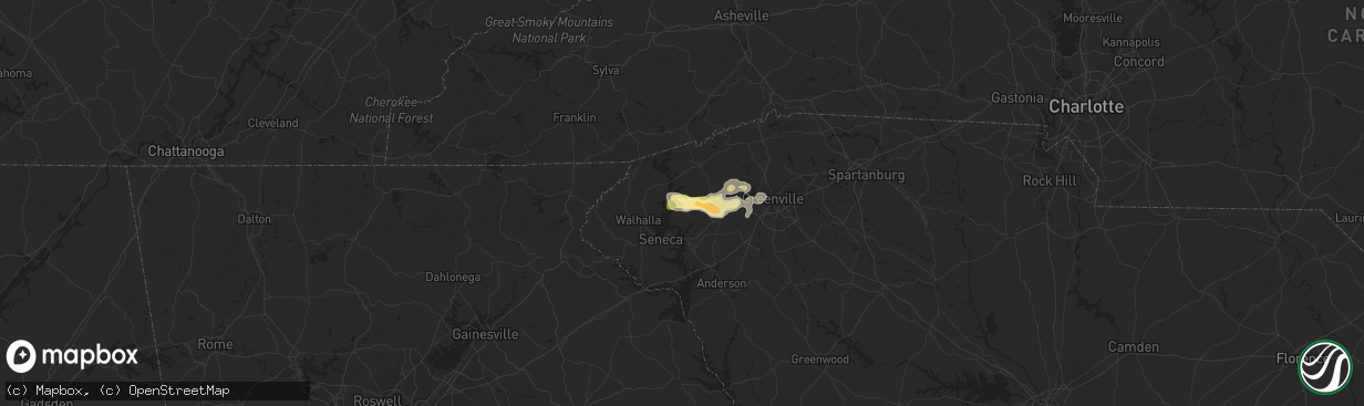 Hail map in Six Mile, SC on May 6, 2024