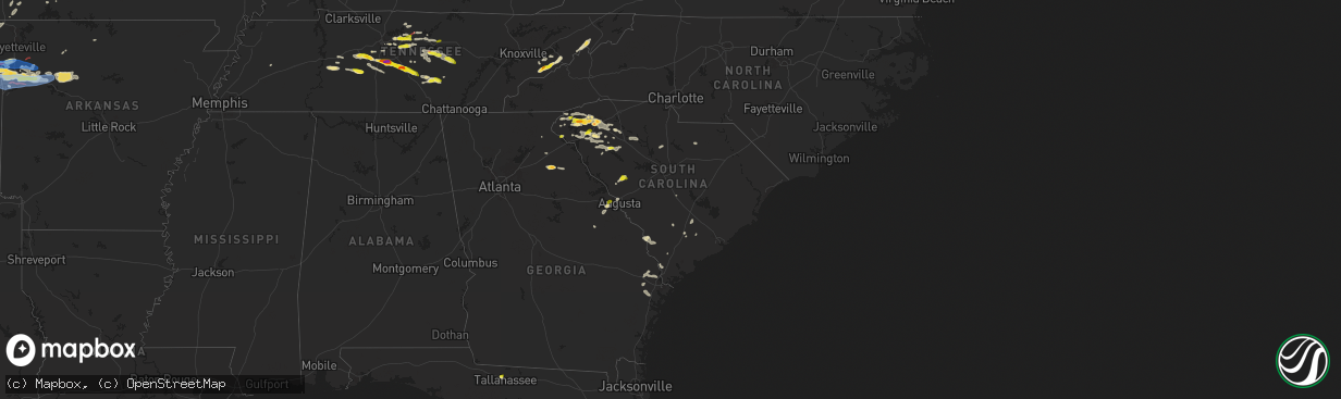 Hail map in South Carolina on May 6, 2024