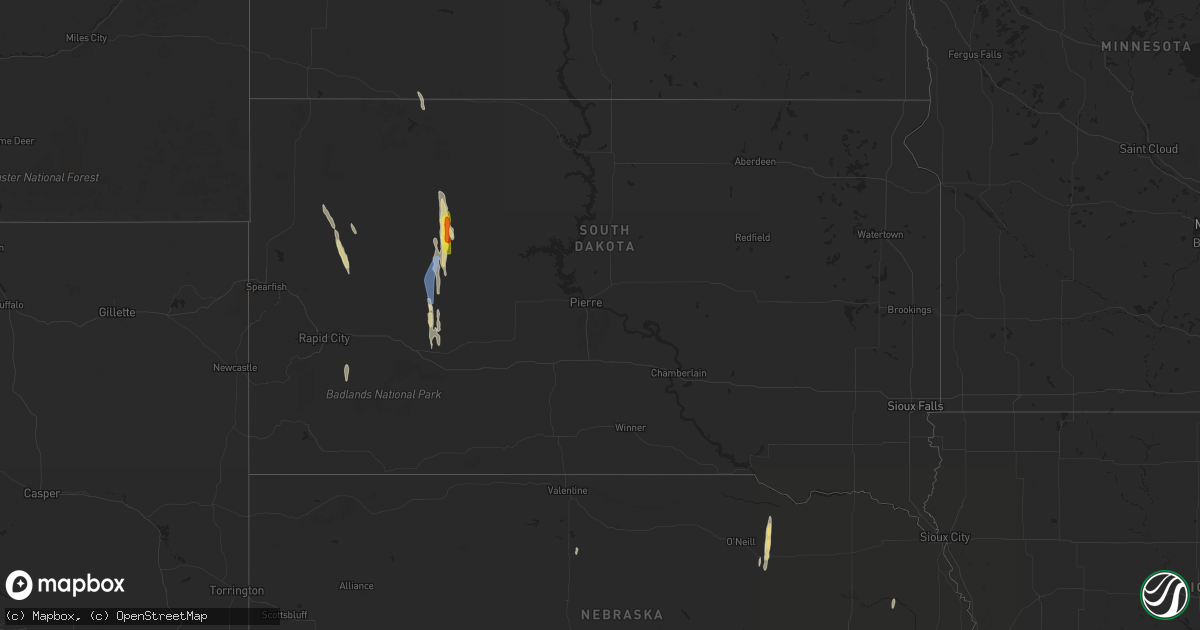 Hail map in South Dakota on May 6, 2024