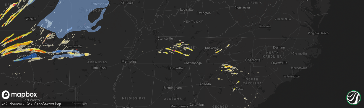 Hail map in Tennessee on May 6, 2024