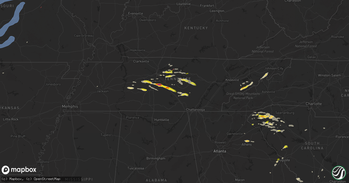 Hail map in Tennessee on May 6, 2024