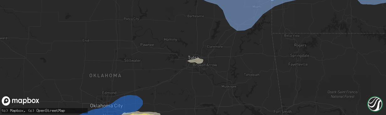 Hail map in Tulsa, OK on May 6, 2024