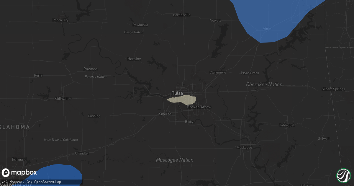 Hail map in Tulsa, OK on May 6, 2024