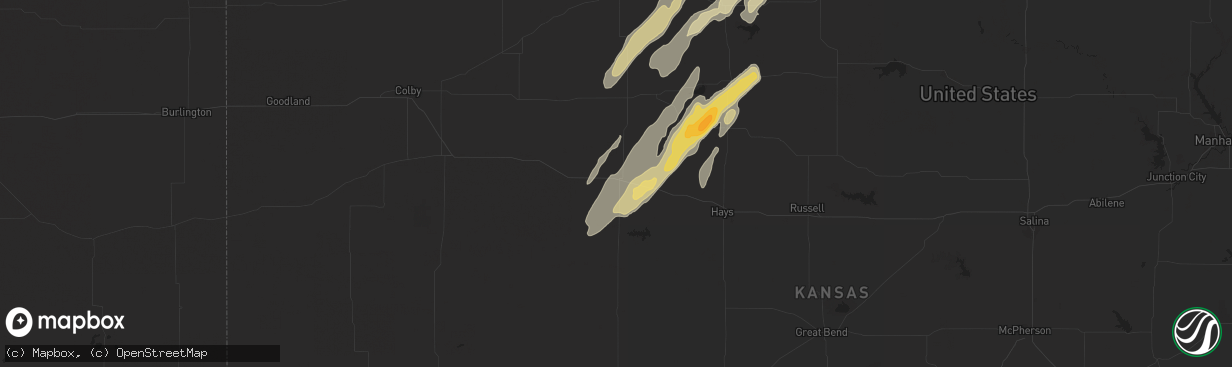 Hail map in Wakeeney, KS on May 6, 2024