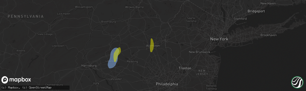 Hail map in Allentown, PA on May 6, 2025