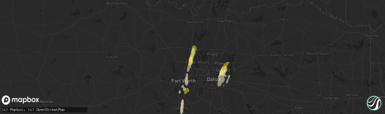 Hail map in Argyle, TX on May 6, 2025