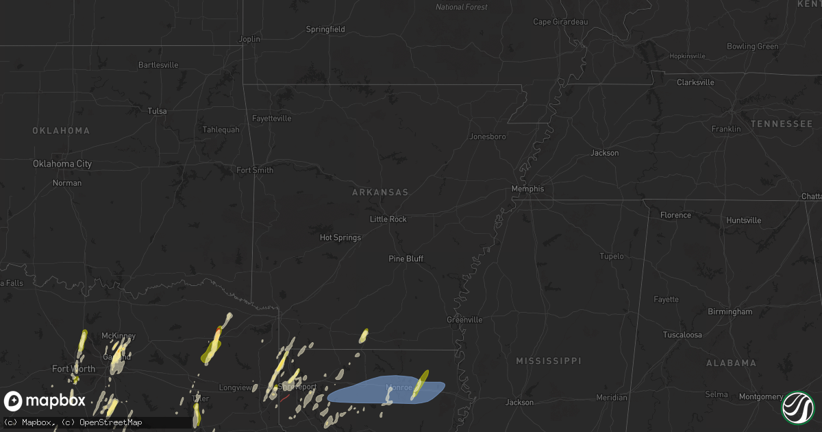 Hail map in Arkansas on May 6, 2025