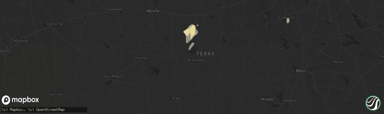 Hail map in Brownwood, TX on May 6, 2025