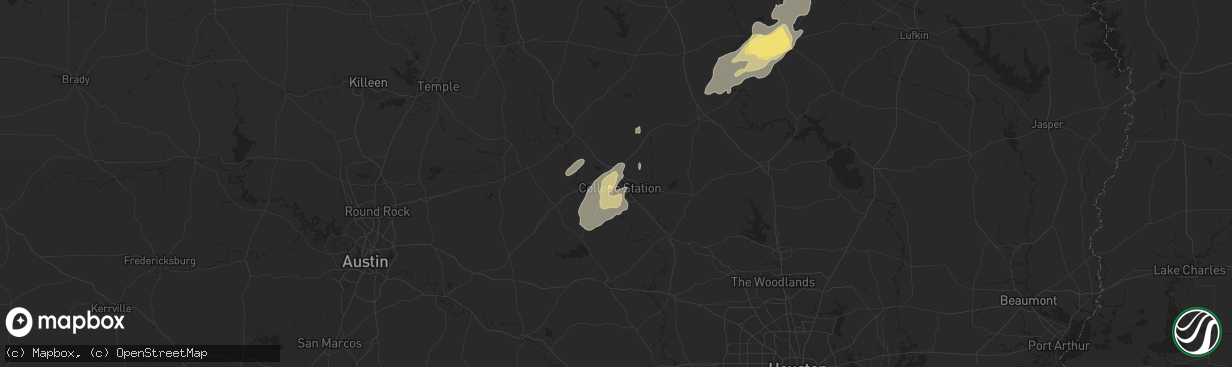 Hail map in Bryan, TX on May 6, 2025