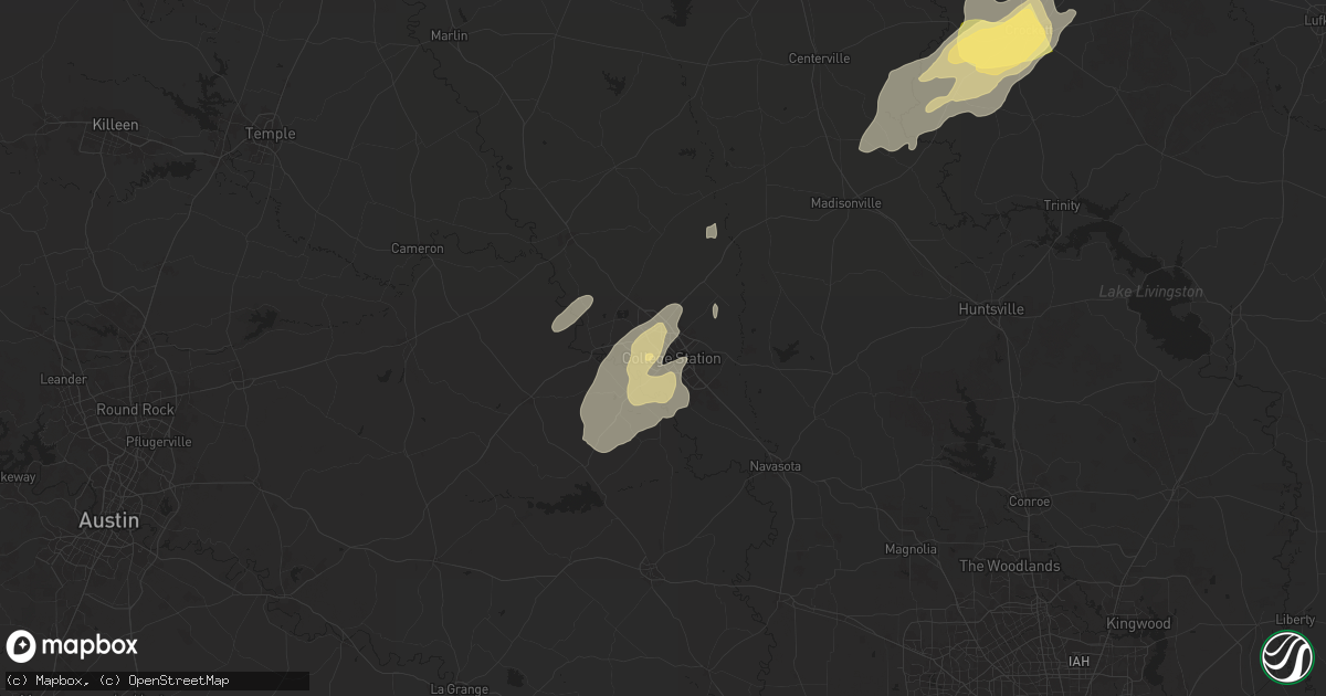 Hail map in Bryan, TX on May 6, 2025