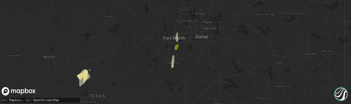 Hail map in Burleson, TX on May 6, 2025
