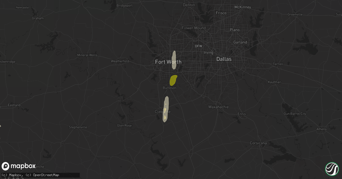 Hail map in Burleson, TX on May 6, 2025
