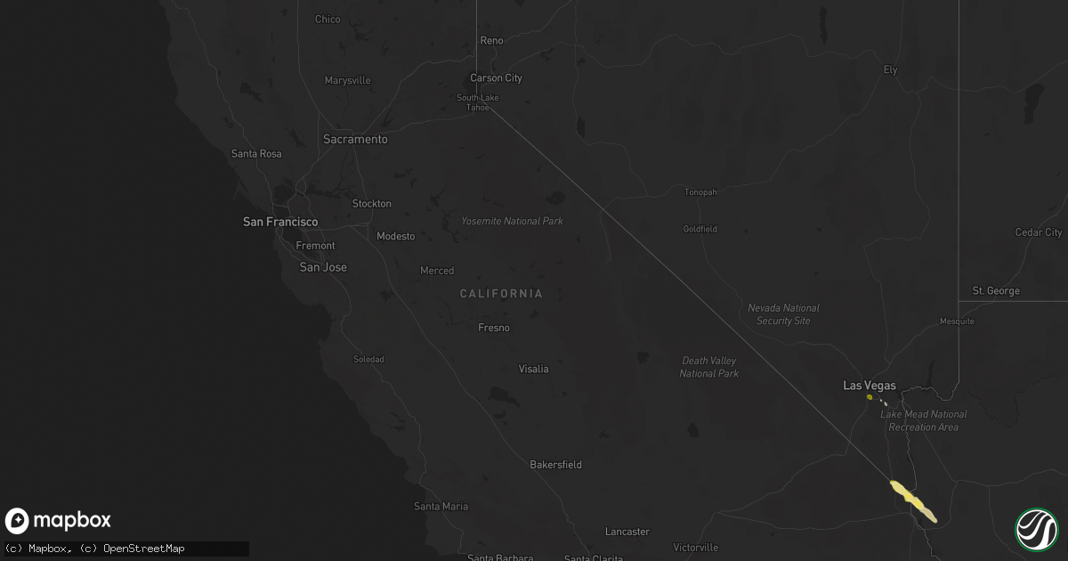 Hail map in California on May 6, 2025