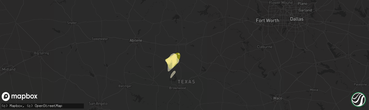 Hail map in Carbon, TX on May 6, 2025
