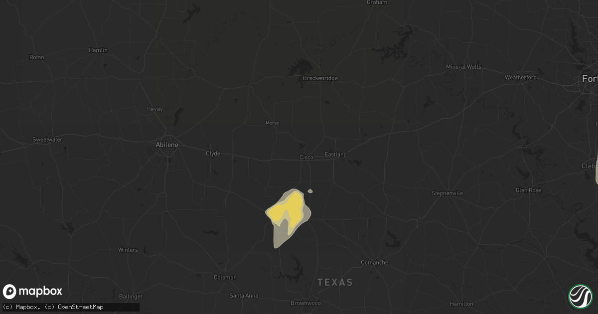 Hail map in Cisco, TX on May 6, 2025