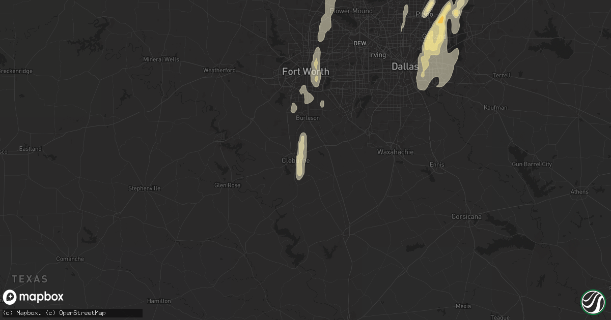 Hail map in Cleburne, TX on May 6, 2025