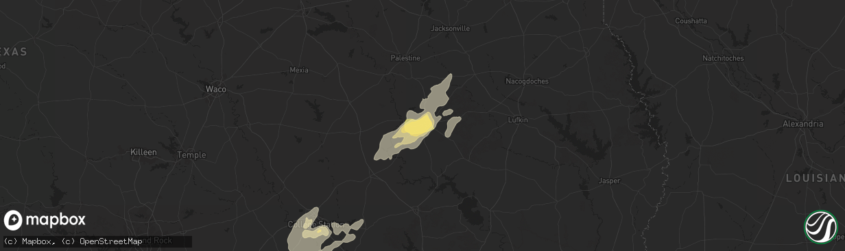 Hail map in Crockett, TX on May 6, 2025