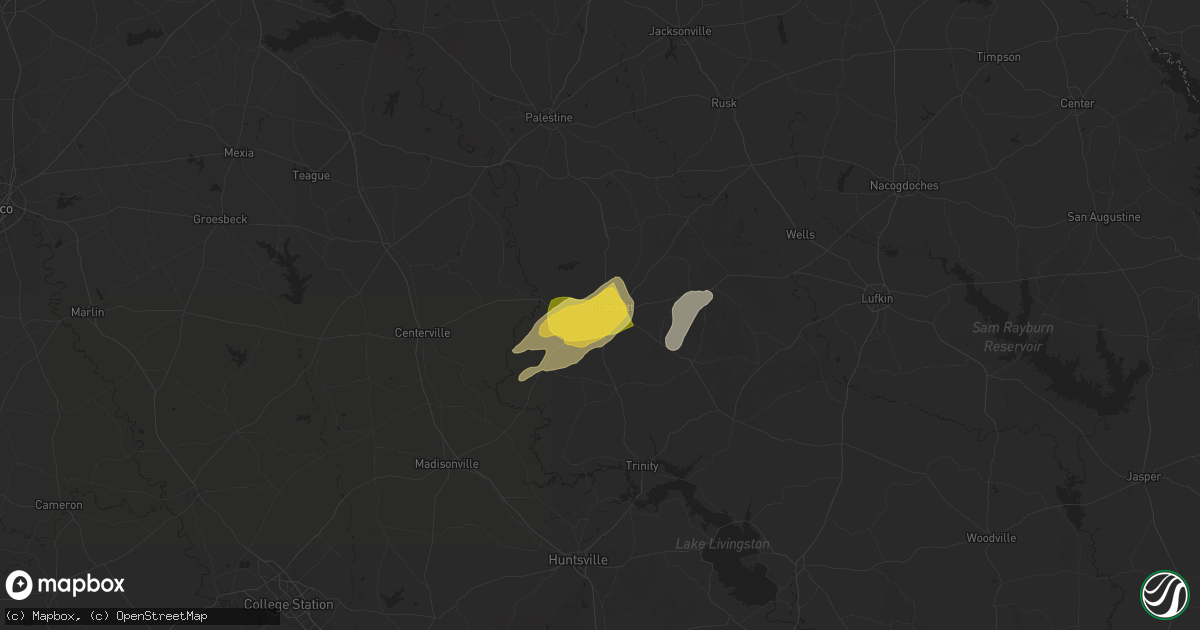 Hail map in Crockett, TX on May 6, 2025