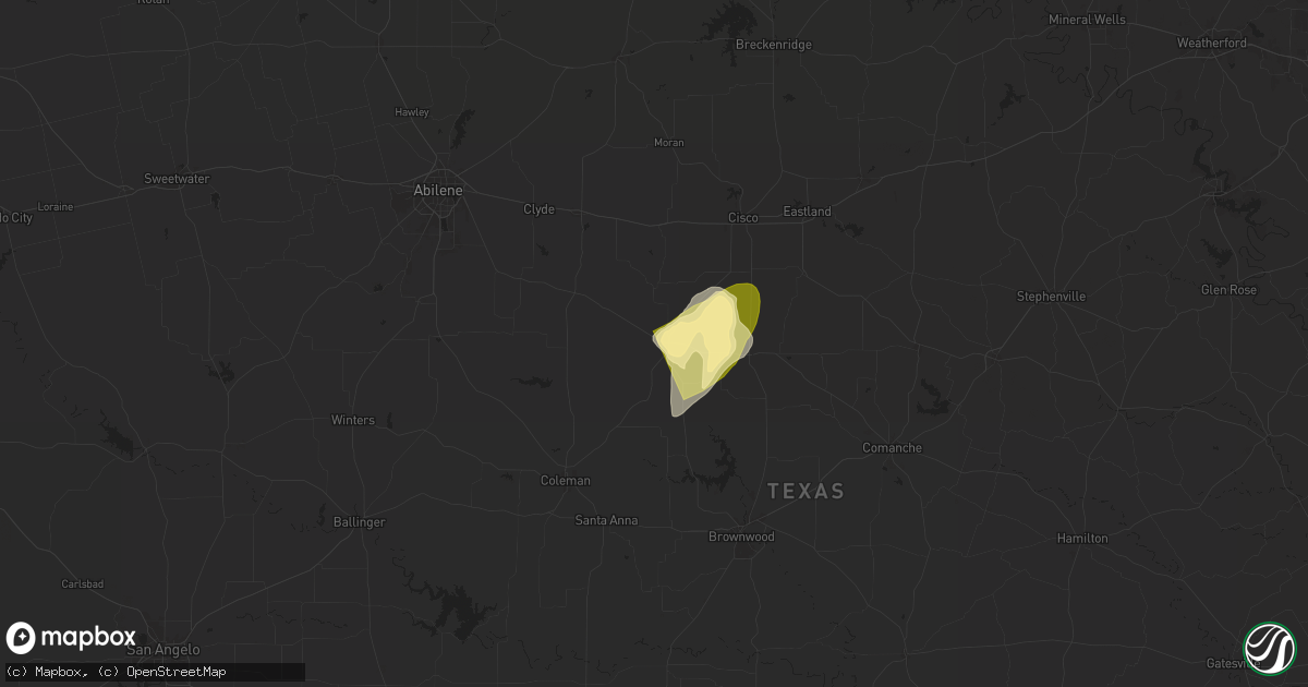 Hail map in Cross Plains, TX on May 6, 2025