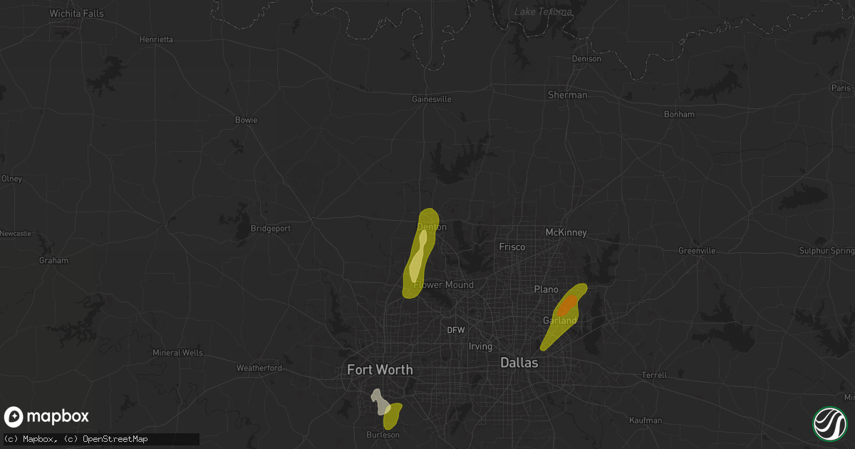 Hail map in Denton, TX on May 6, 2025