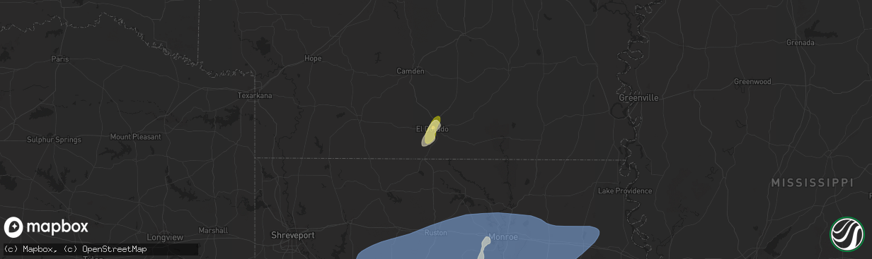 Hail map in El Dorado, AR on May 6, 2025
