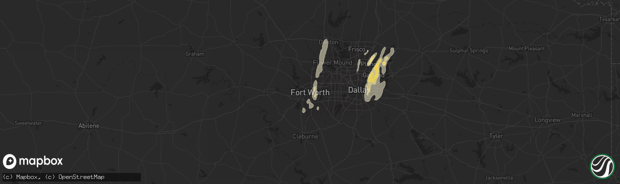 Hail map in Fort Worth, TX on May 6, 2025