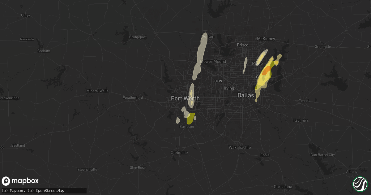 Hail map in Fort Worth, TX on May 6, 2025