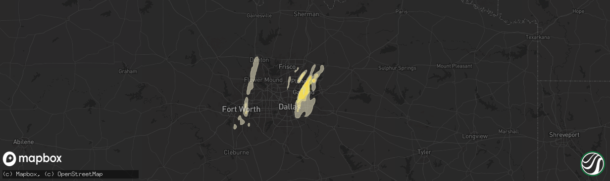 Hail map in Garland, TX on May 6, 2025