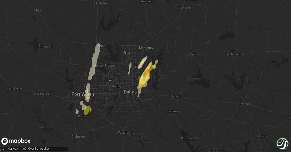 Hail map in Garland, TX on May 6, 2025