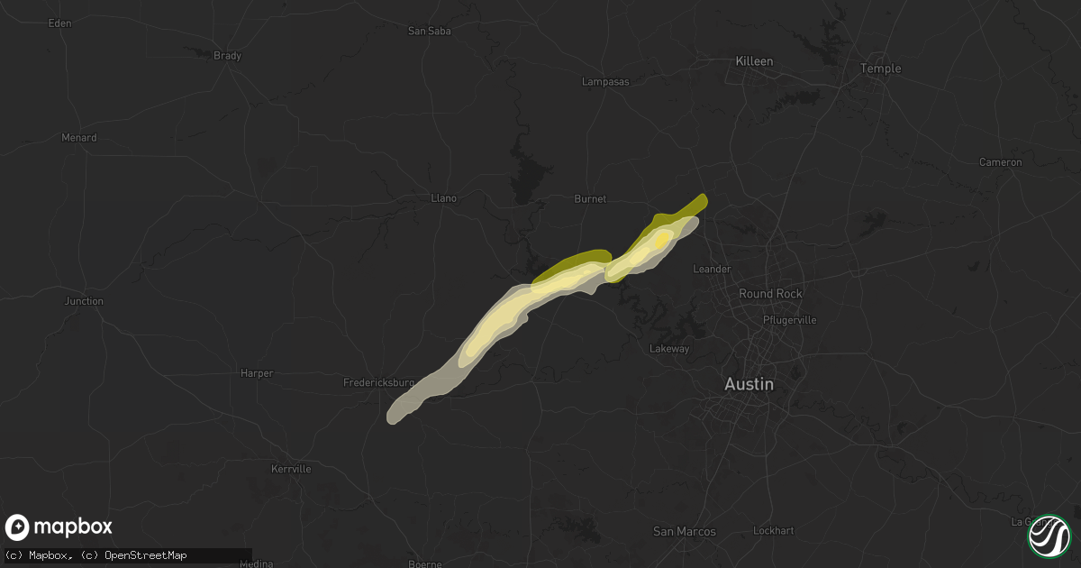 Hail map in Horseshoe Bay, TX on May 6, 2025