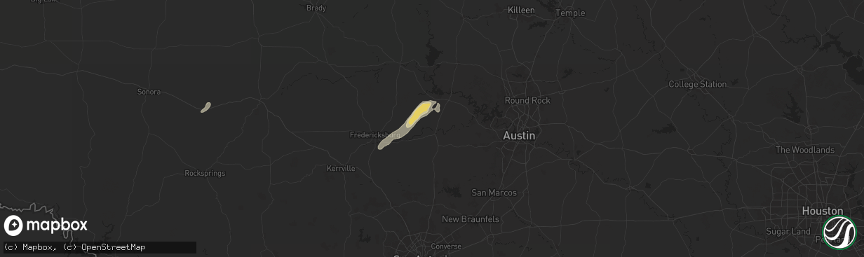 Hail map in Johnson City, TX on May 6, 2025
