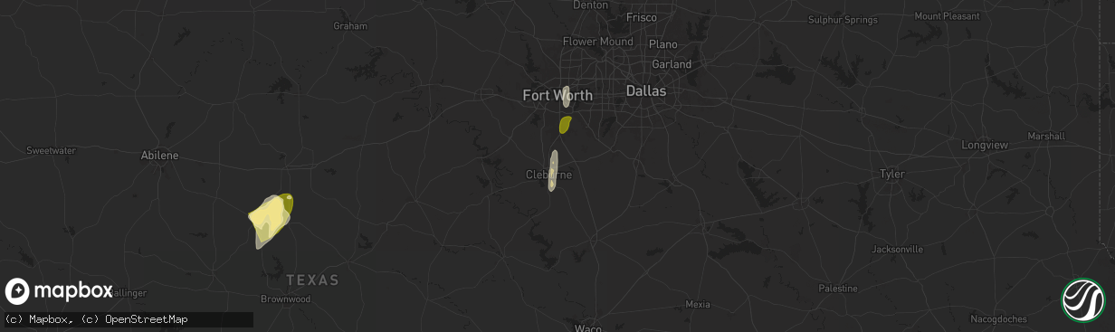 Hail map in Keene, TX on May 6, 2025