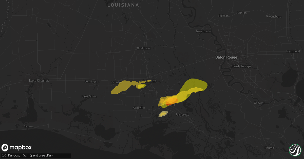 Hail map in Lafayette, LA on May 6, 2025