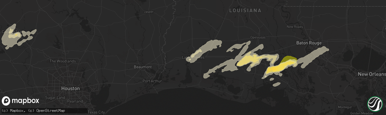 Hail map in Lake Charles, LA on May 6, 2025