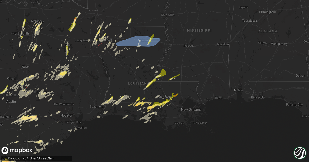 Hail map in Louisiana on May 6, 2025