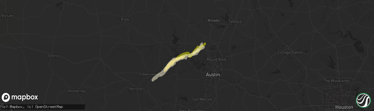 Hail map in Marble Falls, TX on May 6, 2025