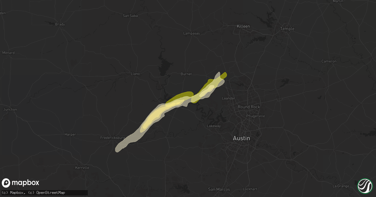 Hail map in Marble Falls, TX on May 6, 2025